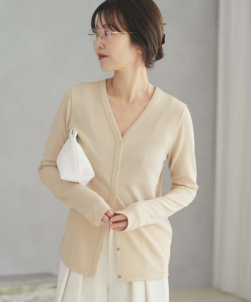 plage（プラージュ）の「Rib  カーディガン（カーディガン/ボレロ・レディース・ベージュ/ブラック・FREE）」の8枚目の写真