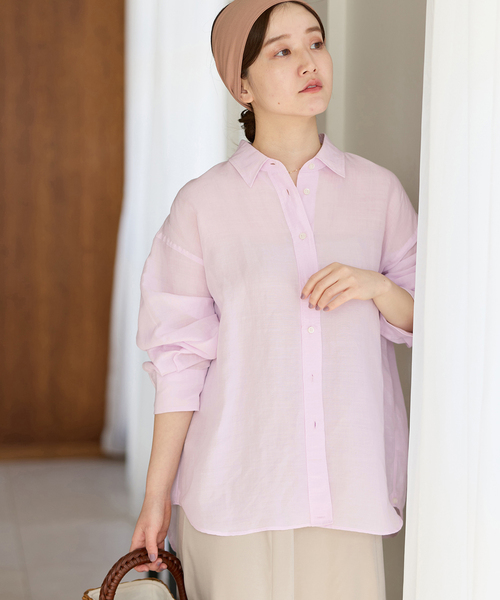 IENA(イエナ)の「ラミーリヨセル2wayシャツ(シャツ/ブラウス・レディース・サックスブルー/スカイブルー/ホワイト/ピンク・FREE)」の1枚目の写真