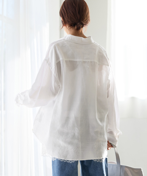 IENA(イエナ)の「ラミーリヨセル2wayシャツ(シャツ/ブラウス・レディース・サックスブルー/スカイブルー/ホワイト/ピンク・FREE)」の6枚目の写真