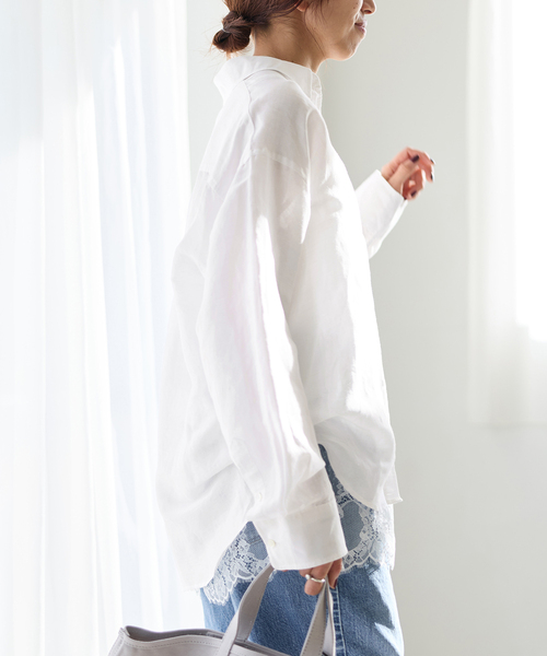 IENA(イエナ)の「ラミーリヨセル2wayシャツ(シャツ/ブラウス・レディース・サックスブルー/スカイブルー/ホワイト/ピンク・FREE)」の7枚目の写真