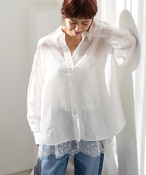 IENA(イエナ)の「ラミーリヨセル2wayシャツ(シャツ/ブラウス・レディース・サックスブルー/スカイブルー/ホワイト/ピンク・FREE)」の8枚目の写真