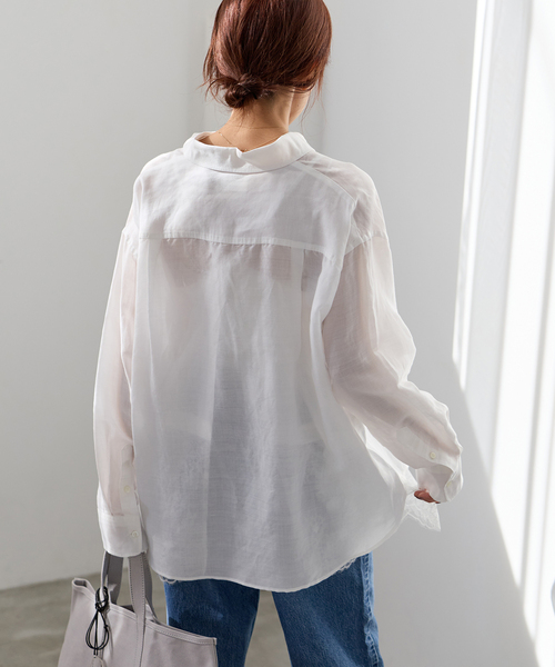 IENA(イエナ)の「ラミーリヨセル2wayシャツ(シャツ/ブラウス・レディース・サックスブルー/スカイブルー/ホワイト/ピンク・FREE)」の9枚目の写真