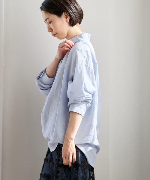 IENA(イエナ)の「ラミーリヨセル2wayシャツ(シャツ/ブラウス・レディース・サックスブルー/スカイブルー/ホワイト/ピンク・FREE)」の15枚目の写真