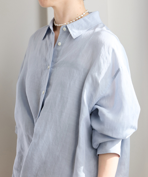 IENA(イエナ)の「ラミーリヨセル2wayシャツ(シャツ/ブラウス・レディース・サックスブルー/スカイブルー/ホワイト/ピンク・FREE)」の16枚目の写真