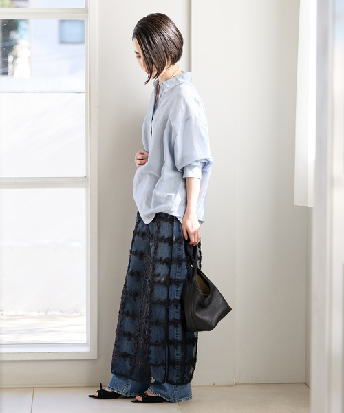 IENA(イエナ)の「ラミーリヨセル2wayシャツ(シャツ/ブラウス・レディース・サックスブルー/スカイブルー/ホワイト/ピンク・FREE)」の18枚目の写真