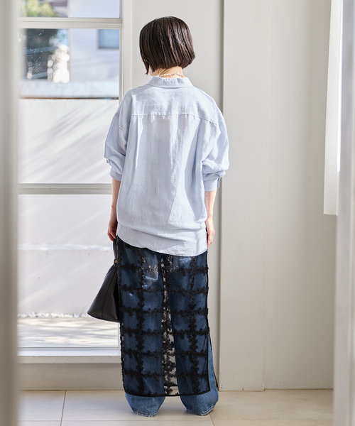 IENA(イエナ)の「ラミーリヨセル2wayシャツ(シャツ/ブラウス・レディース・サックスブルー/スカイブルー/ホワイト/ピンク・FREE)」の19枚目の写真