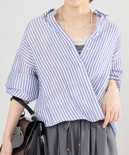 IENA(イエナ)の「ラミーリヨセル2wayシャツ(シャツ/ブラウス・レディース・サックスブルー/スカイブルー/ホワイト/ピンク・FREE)」の20枚目の写真