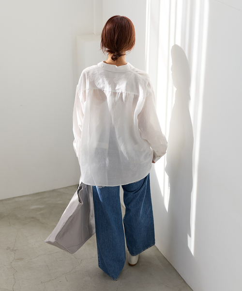 IENA(イエナ)の「ラミーリヨセル2wayシャツ(シャツ/ブラウス・レディース・サックスブルー/スカイブルー/ホワイト/ピンク・FREE)」の13枚目の写真