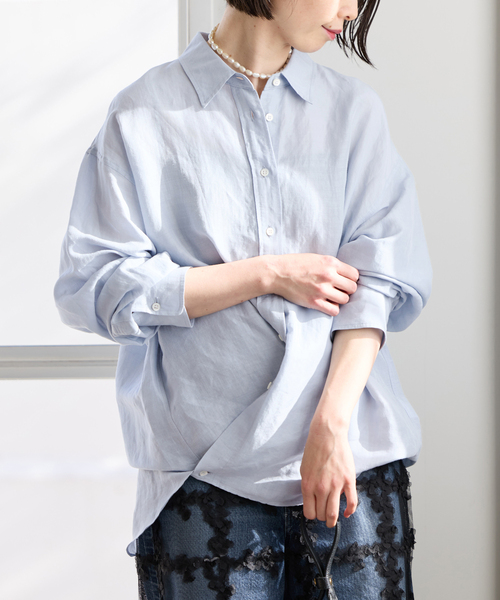 IENA(イエナ)の「ラミーリヨセル2wayシャツ(シャツ/ブラウス・レディース・サックスブルー/スカイブルー/ホワイト/ピンク・FREE)」の15枚目の写真