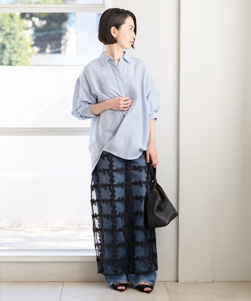 IENA(イエナ)の「ラミーリヨセル2wayシャツ(シャツ/ブラウス・レディース・サックスブルー/スカイブルー/ホワイト/ピンク・FREE)」の18枚目の写真