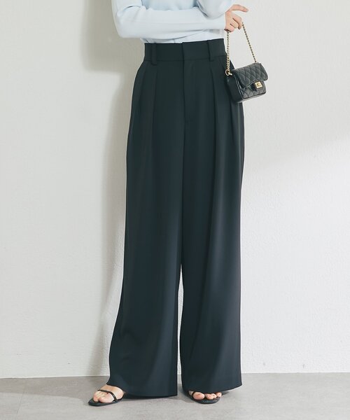 La boutique BonBon（ラブティックボンボン）の「【スッキリ美シルエット・オケージョン対応】前開き2タックワイドパンツ（スラックス・レディース・ブラック/オフホワイト/グレー・PS/36/38）」の2枚目の写真