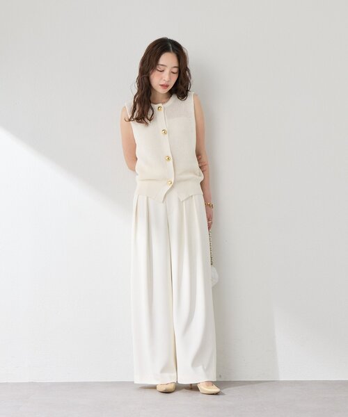 La boutique BonBon（ラブティックボンボン）の「【スッキリ美シルエット・オケージョン対応】前開き2タックワイドパンツ（スラックス・レディース・ブラック/オフホワイト/グレー・PS/36/38）」の9枚目の写真