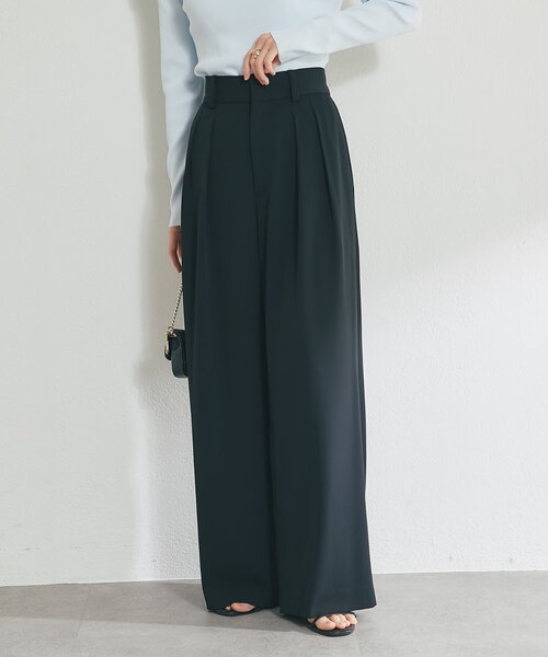 La boutique BonBon（ラブティックボンボン）の「【スッキリ美シルエット・オケージョン対応】前開き2タックワイドパンツ（スラックス・レディース・ブラック/オフホワイト/グレー・PS/36/38）」の13枚目の写真