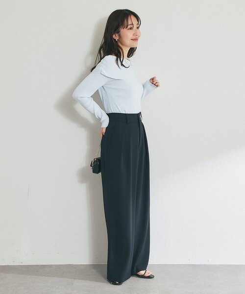 La boutique BonBon（ラブティックボンボン）の「【スッキリ美シルエット・オケージョン対応】前開き2タックワイドパンツ（スラックス・レディース・ブラック/オフホワイト/グレー・PS/36/38）」の17枚目の写真