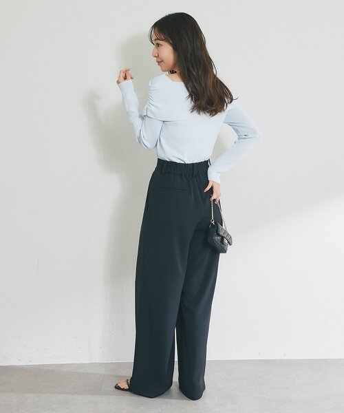 La boutique BonBon（ラブティックボンボン）の「【スッキリ美シルエット・オケージョン対応】前開き2タックワイドパンツ（スラックス・レディース・ブラック/オフホワイト/グレー・PS/36/38）」の18枚目の写真