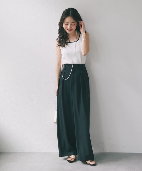 La boutique BonBon（ラブティックボンボン）の「【スッキリ美シルエット・オケージョン対応】前開き2タックワイドパンツ（スラックス・レディース・ブラック/オフホワイト/グレー・PS/36/38）」の20枚目の写真