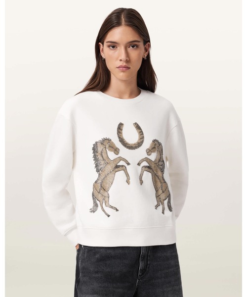 ALLSAINTS(オールセインツ)の「LUCK EMBELLISHED PIPPA SWEATSHIRT | LUCK エンべリッシュド ピッパ スウェットシャツ(スウェット・レディース・ホワイト・XS/S/M)」の1枚目の写真