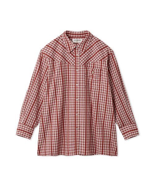 LILY BROWN（リリーブラウン）の「Lily Bearレターモチーフバリエシャツ（シャツ/ブラウス・レディース・ブルー/レッド/ベージュ・F）」の3枚目の写真