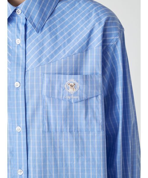 LILY BROWN（リリーブラウン）の「Lily Bearレターモチーフバリエシャツ（シャツ/ブラウス・レディース・ブルー/レッド/ベージュ・F）」の9枚目の写真