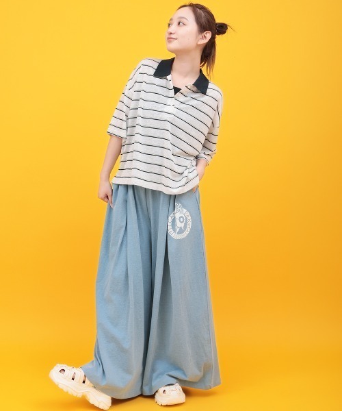 チチカカ(チチカカ)の「Orale! シアーボーダーポロシャツ(Tシャツ/カットソー・レディース・グレー/ピンク/ホワイト・FREE)」の12枚目の写真