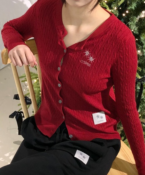 COIRIS_(コイリス)の「◇COIRIS◇ブランド直輸入正規品/エルン Rネック ケーブルニット カーディガン ERN R-NECK CABLE KNIT CARDIGAN(カーディガン/ボレロ・レディース・ブラック/グレー/レッド・FREE)」の7枚目の写真