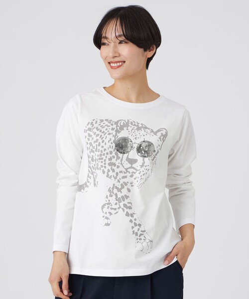 セール】【ウォッシャブル】グラスパンサープリントカットソー（T