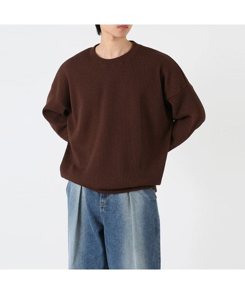 UMM(ウム)の「オーバーサイズリブニットスウェットTシャツ 6COLOR(スウェット・メンズ・ライトベージュ/ワイン/ブラック/グレー/ブラウン/チャコール・1/2/3)」の5枚目の写真
