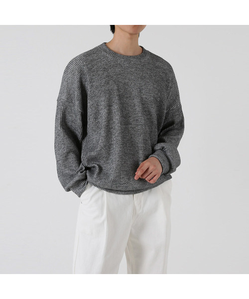 UMM(ウム)の「オーバーサイズリブニットスウェットTシャツ 6COLOR(スウェット・メンズ・ライトベージュ/ワイン/ブラック/グレー/ブラウン/チャコール・1/2/3)」の3枚目の写真