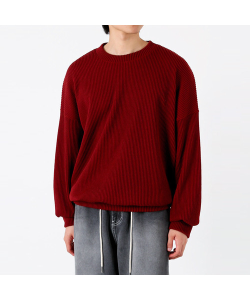 UMM(ウム)の「オーバーサイズリブニットスウェットTシャツ 6COLOR(スウェット・メンズ・ライトベージュ/ワイン/ブラック/グレー/ブラウン/チャコール・1/2/3)」の6枚目の写真