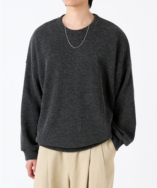 UMM(ウム)の「オーバーサイズリブニットスウェットTシャツ 6COLOR(スウェット・メンズ・ライトベージュ/ワイン/ブラック/グレー/ブラウン/チャコール・1/2/3)」の7枚目の写真