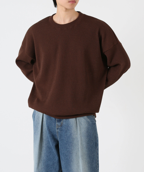 UMM(ウム)の「オーバーサイズリブニットスウェットTシャツ 6COLOR(スウェット・メンズ・ライトベージュ/ワイン/ブラック/グレー/ブラウン/チャコール・1/2/3)」の8枚目の写真
