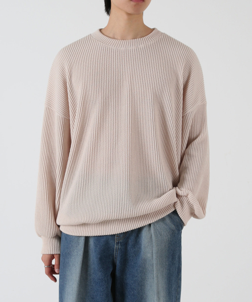 UMM(ウム)の「オーバーサイズリブニットスウェットTシャツ 6COLOR(スウェット・メンズ・ライトベージュ/ワイン/ブラック/グレー/ブラウン/チャコール・1/2/3)」の12枚目の写真