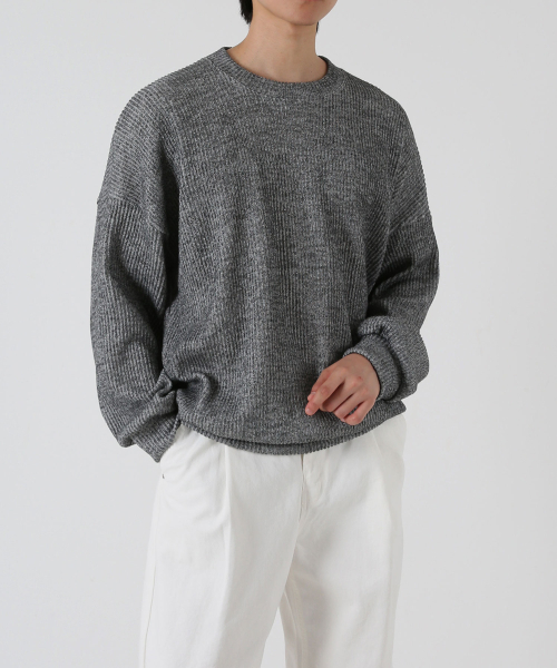 UMM(ウム)の「オーバーサイズリブニットスウェットTシャツ 6COLOR(スウェット・メンズ・ライトベージュ/ワイン/ブラック/グレー/ブラウン/チャコール・1/2/3)」の14枚目の写真