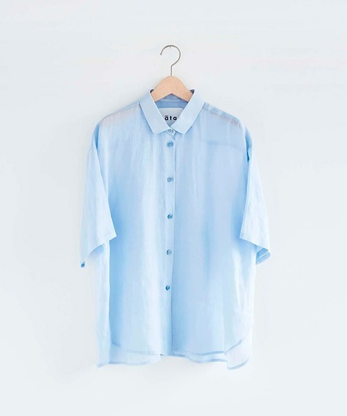 ata(アタ)の「ata shirts 2. / ラミー半袖オーバーシャツ(シャツ/ブラウス・レディース・ネイビー/サックスブルー/ホワイト/ピンク・MEDIUM)」の12枚目の写真