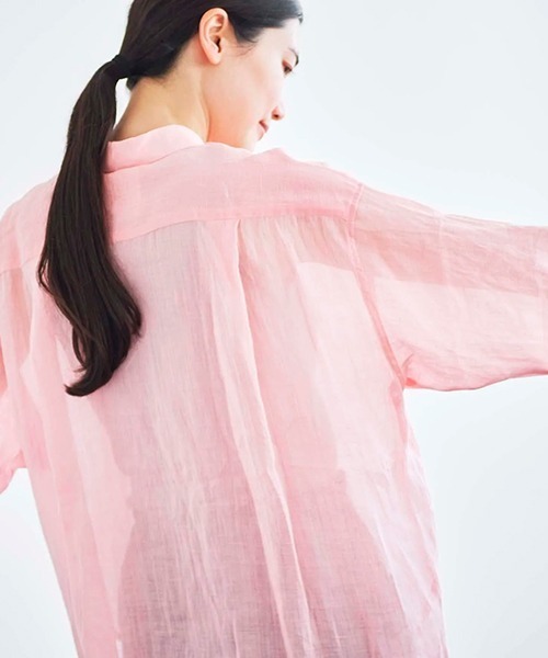 ata(アタ)の「ata shirts 2. / ラミー半袖オーバーシャツ(シャツ/ブラウス・レディース・ネイビー/サックスブルー/ホワイト/ピンク・MEDIUM)」の22枚目の写真