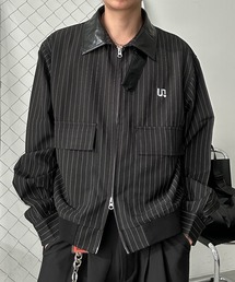UNDERSTATEMENTs（アンダーステイトメント）の「【ユニセックス】襟レザーロゴ刺繍ブルゾン/セットアップ着用可（ブルゾン）」