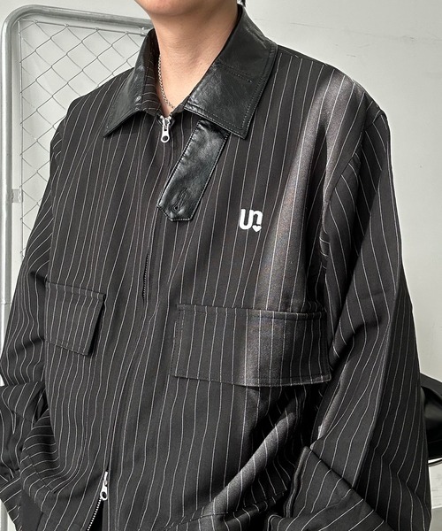 UNDERSTATEMENTs（アンダーステイトメント）の「【ユニセックス】襟レザーロゴ刺繍ブルゾン/セットアップ着用可（ブルゾン・メンズ・ブラック/ブラック系その他/ネイビー系/グレー系その他・MEDIUM/LARGE）」の21枚目の写真