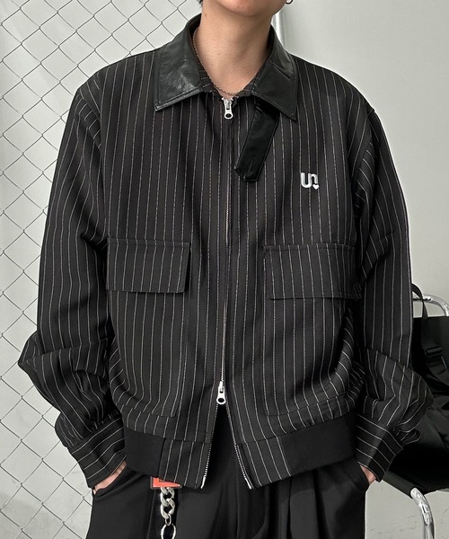 UNDERSTATEMENTs（アンダーステイトメント）の「【ユニセックス】襟レザーロゴ刺繍ブルゾン/セットアップ着用可（ブルゾン・メンズ・ブラック/ブラック系その他/ネイビー系/グレー系その他・MEDIUM/LARGE）」の17枚目の写真