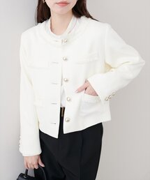 natural couture | ツイードゆったりジャケット(ノーカラージャケット)