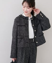 natural couture | ツイードゆったりジャケット(ノーカラージャケット)
