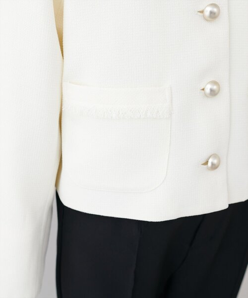 natural couture（ナチュラルクチュール）の「ツイードゆったりジャケット（ノーカラージャケット・レディース・オフホワイト/ブラック・FREE）」の18枚目の写真