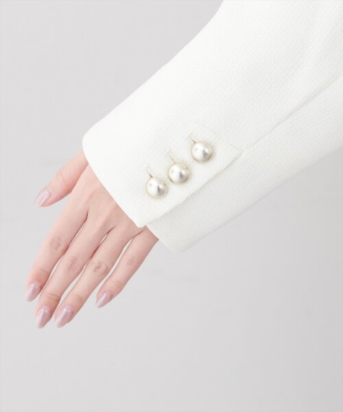 natural couture（ナチュラルクチュール）の「ツイードゆったりジャケット（ノーカラージャケット・レディース・オフホワイト/ブラック・FREE）」の20枚目の写真