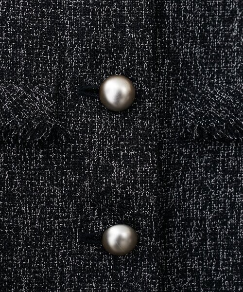natural couture（ナチュラルクチュール）の「ツイードゆったりジャケット（ノーカラージャケット・レディース・オフホワイト/ブラック・FREE）」の10枚目の写真