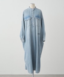 PUAL CE CIN | ヴィンテージライクデニムバンドカラーワンピース(ワンピース)