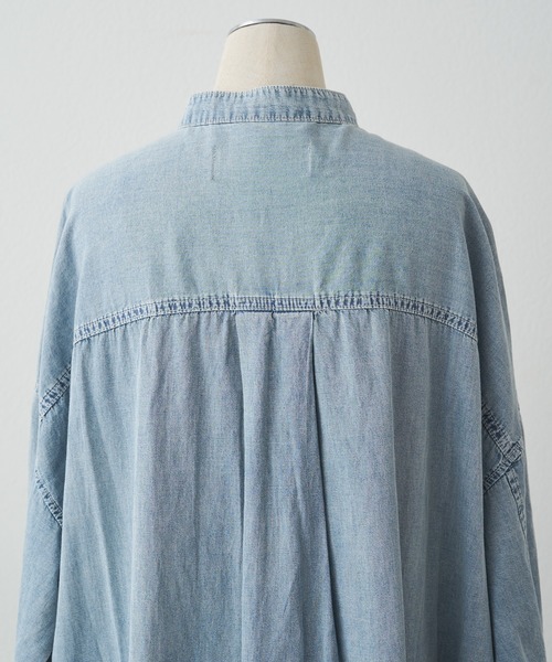PUAL CE CIN(ピュアルセシン)の「ヴィンテージライクデニムバンドカラーワンピース(ワンピース・レディース・インディゴブルー/ブルー・FREE)」の14枚目の写真
