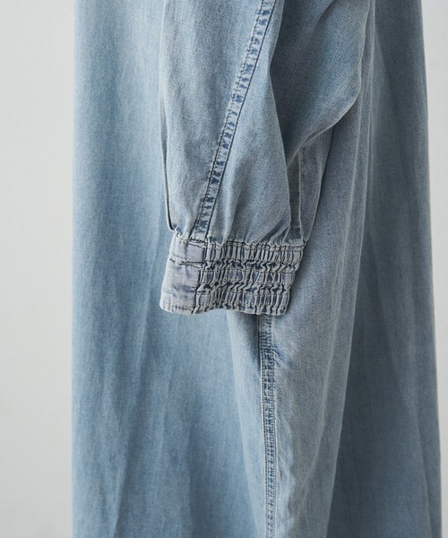 PUAL CE CIN(ピュアルセシン)の「ヴィンテージライクデニムバンドカラーワンピース(ワンピース・レディース・インディゴブルー/ブルー・FREE)」の15枚目の写真
