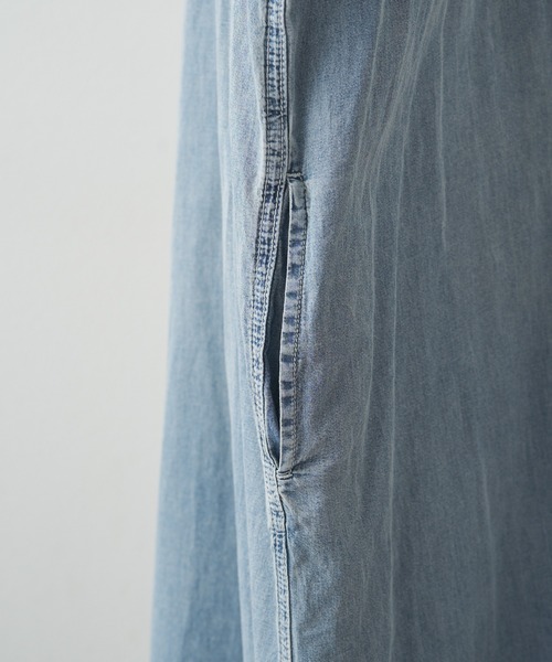 PUAL CE CIN(ピュアルセシン)の「ヴィンテージライクデニムバンドカラーワンピース(ワンピース・レディース・インディゴブルー/ブルー・FREE)」の3枚目の写真