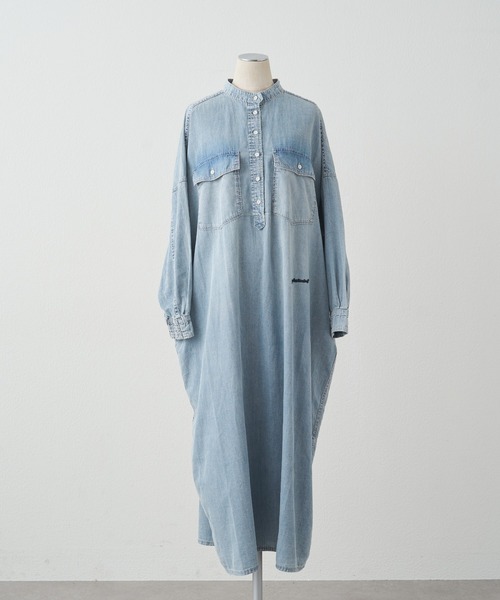 PUAL CE CIN(ピュアルセシン)の「ヴィンテージライクデニムバンドカラーワンピース(ワンピース・レディース・インディゴブルー/ブルー・FREE)」の10枚目の写真