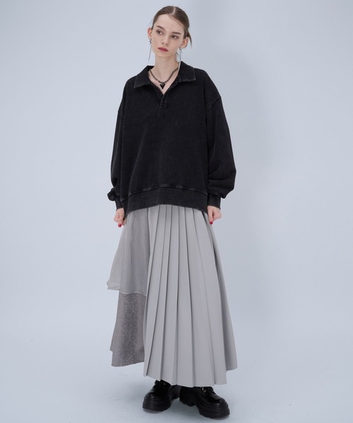 HARE（ハレ）の「シアージャガードプリーツスカート(HARE)（スカート・レディース・ブラック/ライトグレー・FREE）」の5枚目の写真