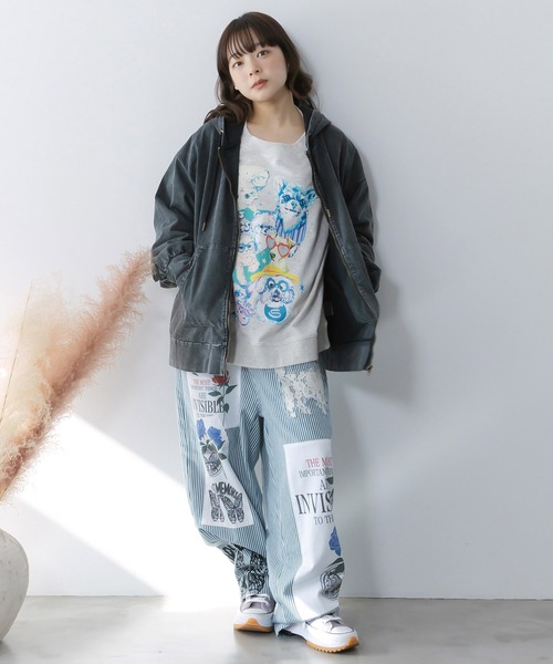 ScoLar(スカラー)の「161602:スカラーちゃん柄ヴィンテージ風パーカー(パーカー・レディース・ピンク/ブラック/ブルー・M)」の5枚目の写真